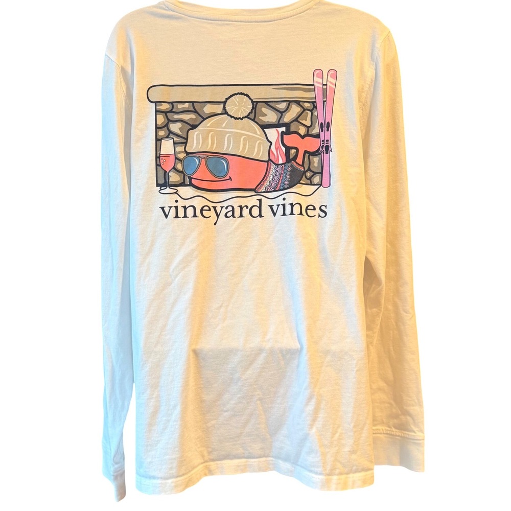 Vineyard Vines Long Sleeve Graphic T Shirt White Whale Ski Size X-Large